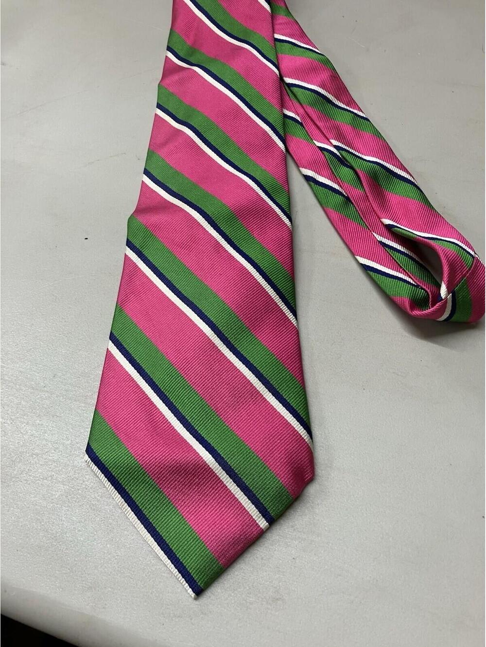 Polo Ralph Lauren Multicolor Repp Stripe Tie 100% silk Made In Italy 3.5”x60”